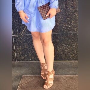 Womens Brown Gladiator Block Heels